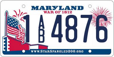 MD license plate 1AB4876