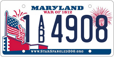 MD license plate 1AB4908