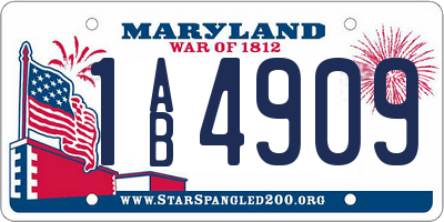 MD license plate 1AB4909