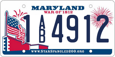 MD license plate 1AB4912
