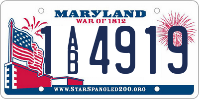 MD license plate 1AB4919
