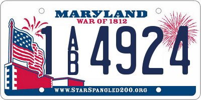 MD license plate 1AB4924