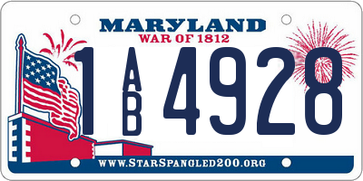 MD license plate 1AB4928