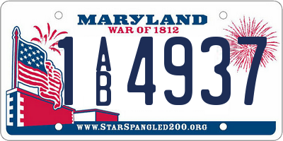 MD license plate 1AB4937