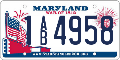 MD license plate 1AB4958