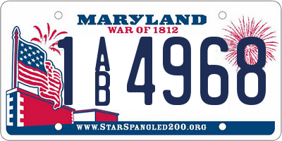 MD license plate 1AB4968