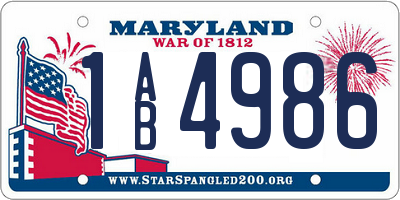 MD license plate 1AB4986