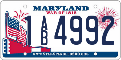 MD license plate 1AB4992