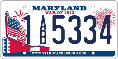 MD license plate 1AB5334