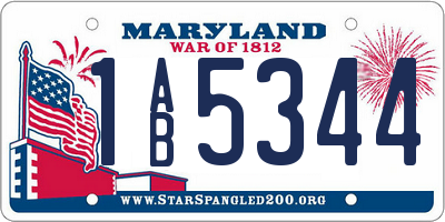 MD license plate 1AB5344
