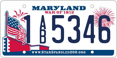 MD license plate 1AB5346