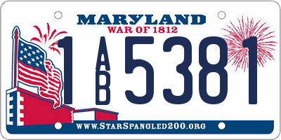 MD license plate 1AB5381