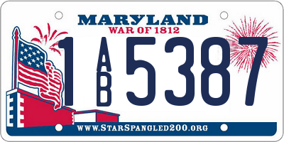 MD license plate 1AB5387