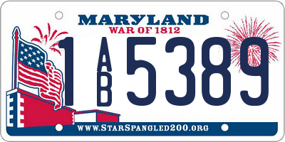 MD license plate 1AB5389