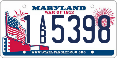 MD license plate 1AB5398
