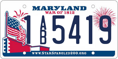 MD license plate 1AB5419