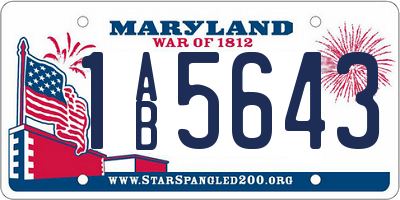 MD license plate 1AB5643