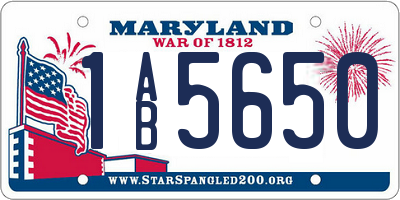 MD license plate 1AB5650