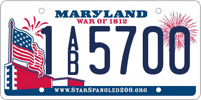 MD license plate 1AB5700