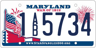 MD license plate 1AB5734