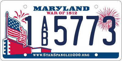 MD license plate 1AB5773