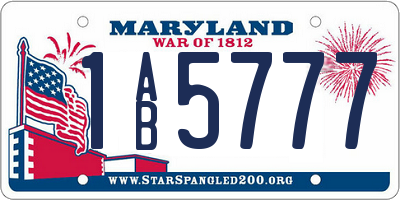 MD license plate 1AB5777