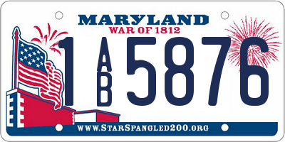 MD license plate 1AB5876