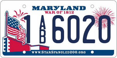 MD license plate 1AB6020