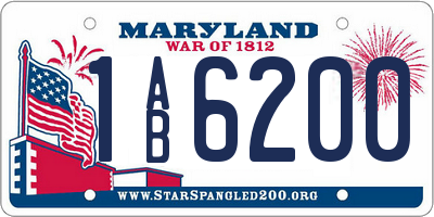 MD license plate 1AB6200