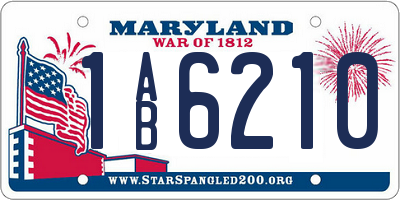 MD license plate 1AB6210
