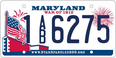 MD license plate 1AB6275