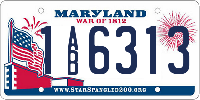 MD license plate 1AB6313