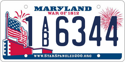 MD license plate 1AB6344