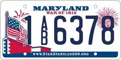 MD license plate 1AB6378