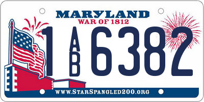 MD license plate 1AB6382