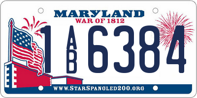 MD license plate 1AB6384