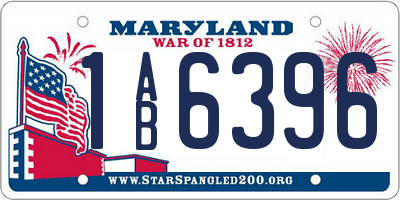 MD license plate 1AB6396