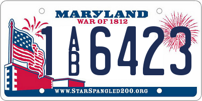 MD license plate 1AB6423