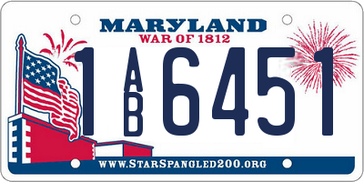 MD license plate 1AB6451