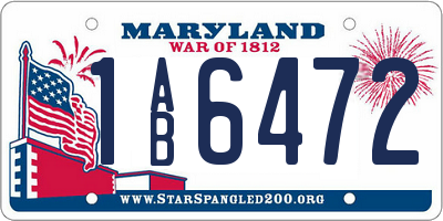 MD license plate 1AB6472