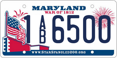 MD license plate 1AB6500