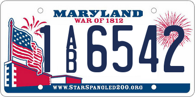 MD license plate 1AB6542