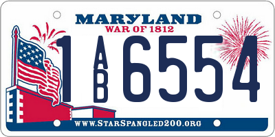 MD license plate 1AB6554