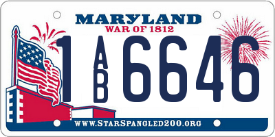 MD license plate 1AB6646