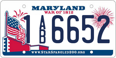 MD license plate 1AB6652