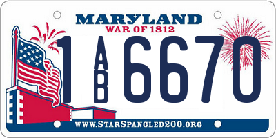 MD license plate 1AB6670