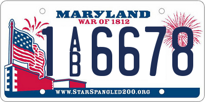 MD license plate 1AB6678