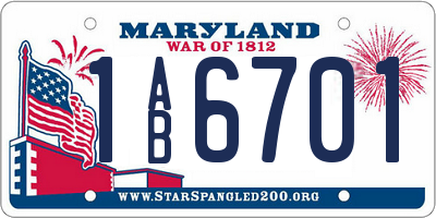 MD license plate 1AB6701