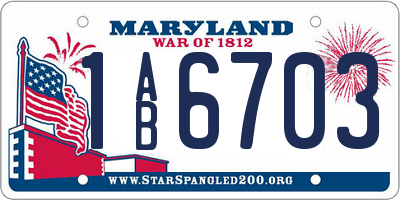 MD license plate 1AB6703