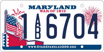 MD license plate 1AB6704